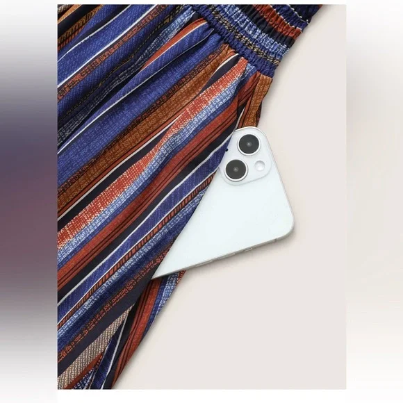 BloomChic Striped Contrast Dolman Sleeve Shirred Pocket Split Flutter Dress - Picture 5 of 7